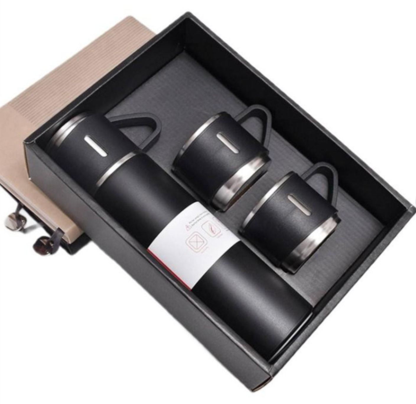 Set Cadou Thermocus – Termos Inoxidabil 500ml cu 3 Căni, Ambalaj Elegant