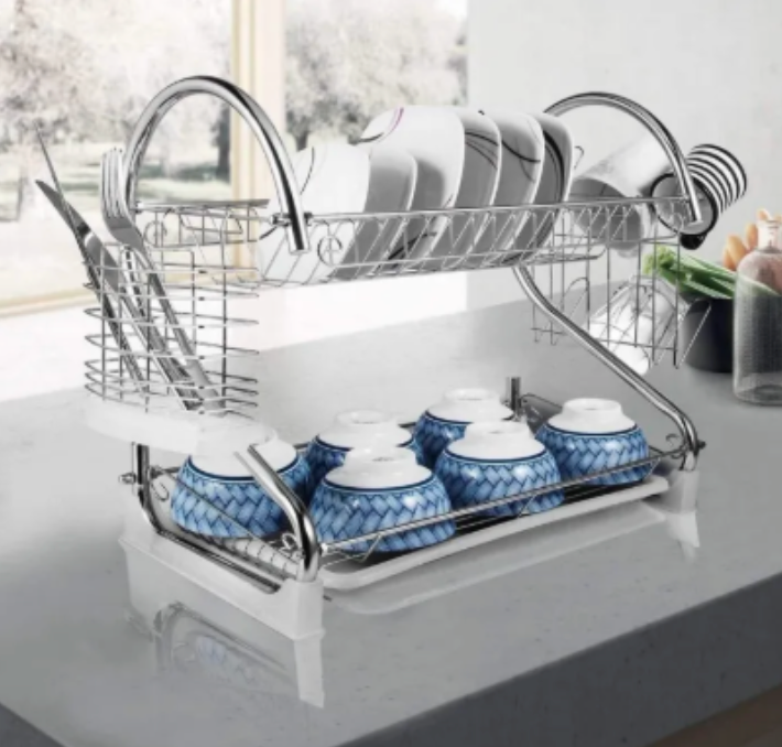 Suport pentru Vase Cromat – Cu Tavă Detașabilă, Design Compact și Elegant