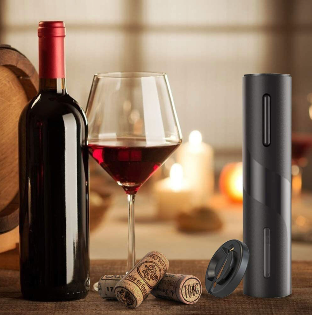Tirbușon Electric cu Baterii – Deschidere Rapidă și Elegantă a Sticlelor de Vin