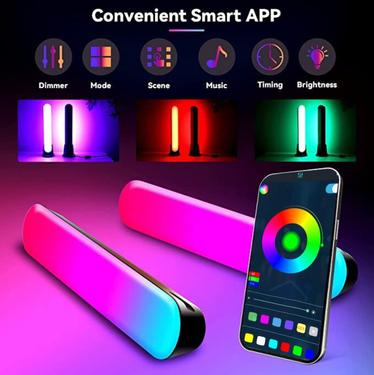 Lumină Ambientală Inteligentă – Atmosferă colorată, Control la Distanță