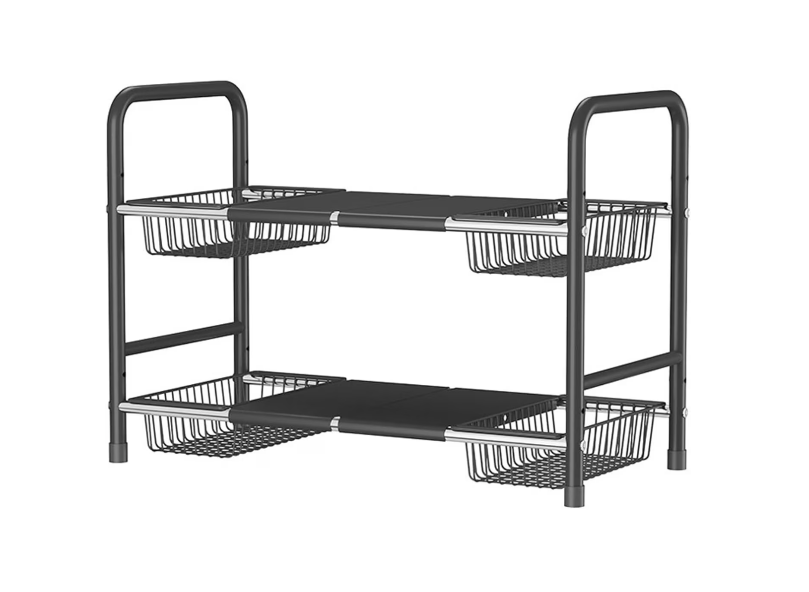 Raft Organizator Extensibil cu 2 Etaje și 4 Coșuri