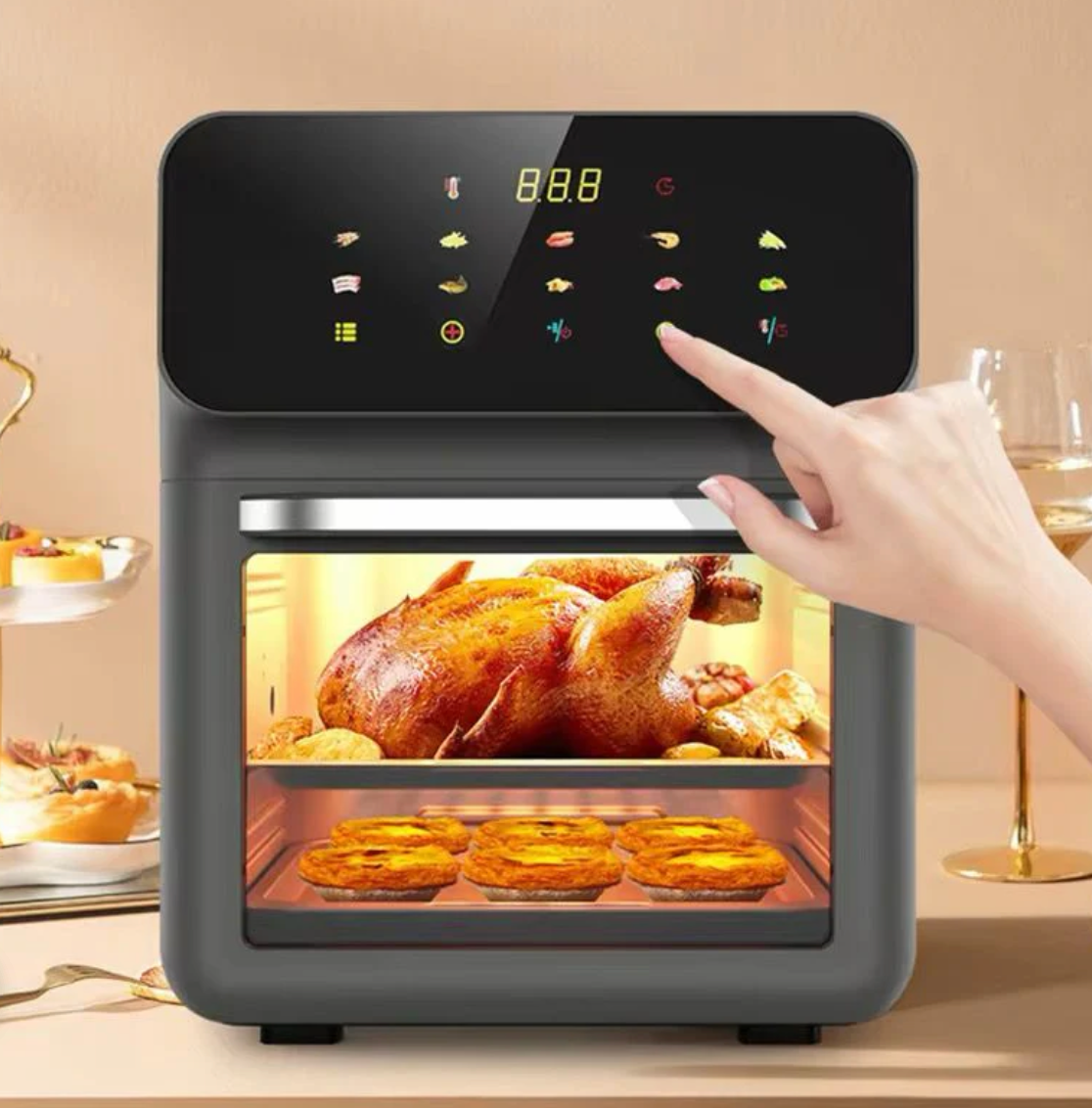 Friteuză Premium cu Aer Cald 12L, 1350W, Panou Touch, Multifuncțională