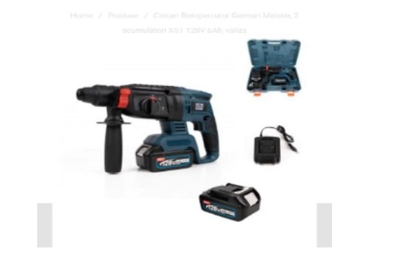 Ciocan Rotopercutor cu Acumulator 21V, Motor Fără Perii, 1.9J, 3 Funcții: Găurire, Găurire cu Percuție, Dăltuire, LED, Ergonomic