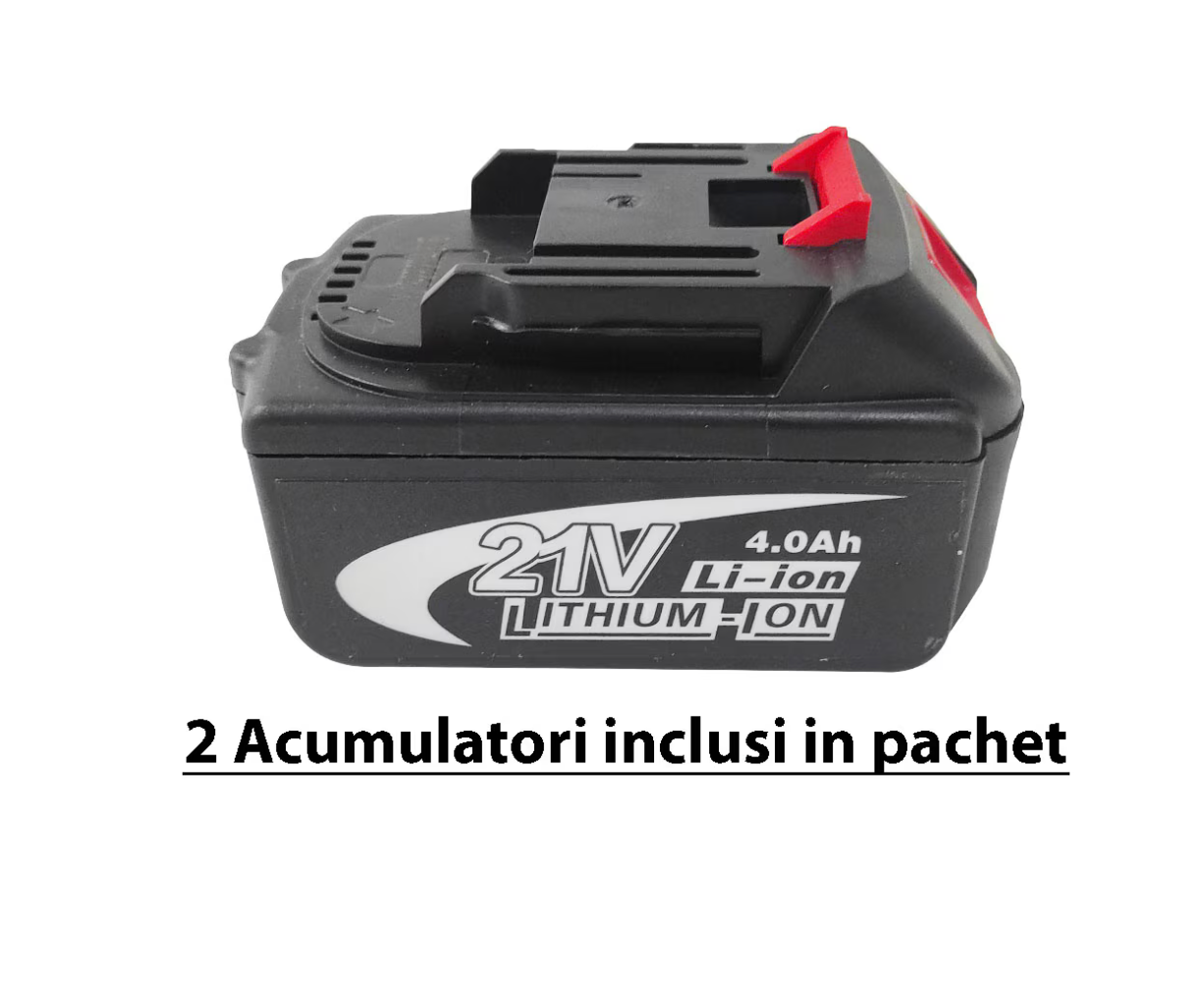 Ciocan Rotopercutor cu Acumulator 21V, Motor Fără Perii, 1.9J, 3 Funcții: Găurire, Găurire cu Percuție, Dăltuire, LED, Ergonomic