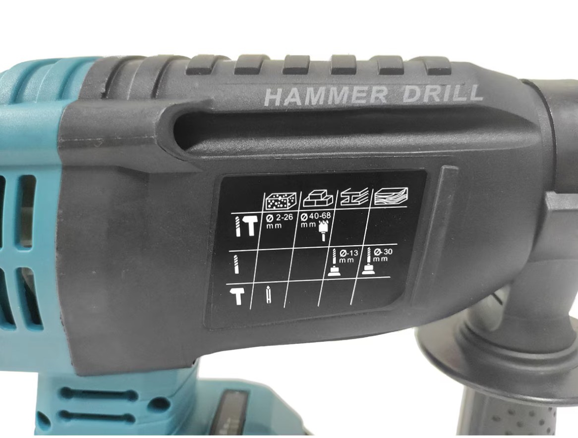 Ciocan Rotopercutor cu Acumulator 21V, Motor Fără Perii, 1.9J, 3 Funcții: Găurire, Găurire cu Percuție, Dăltuire, LED, Ergonomic