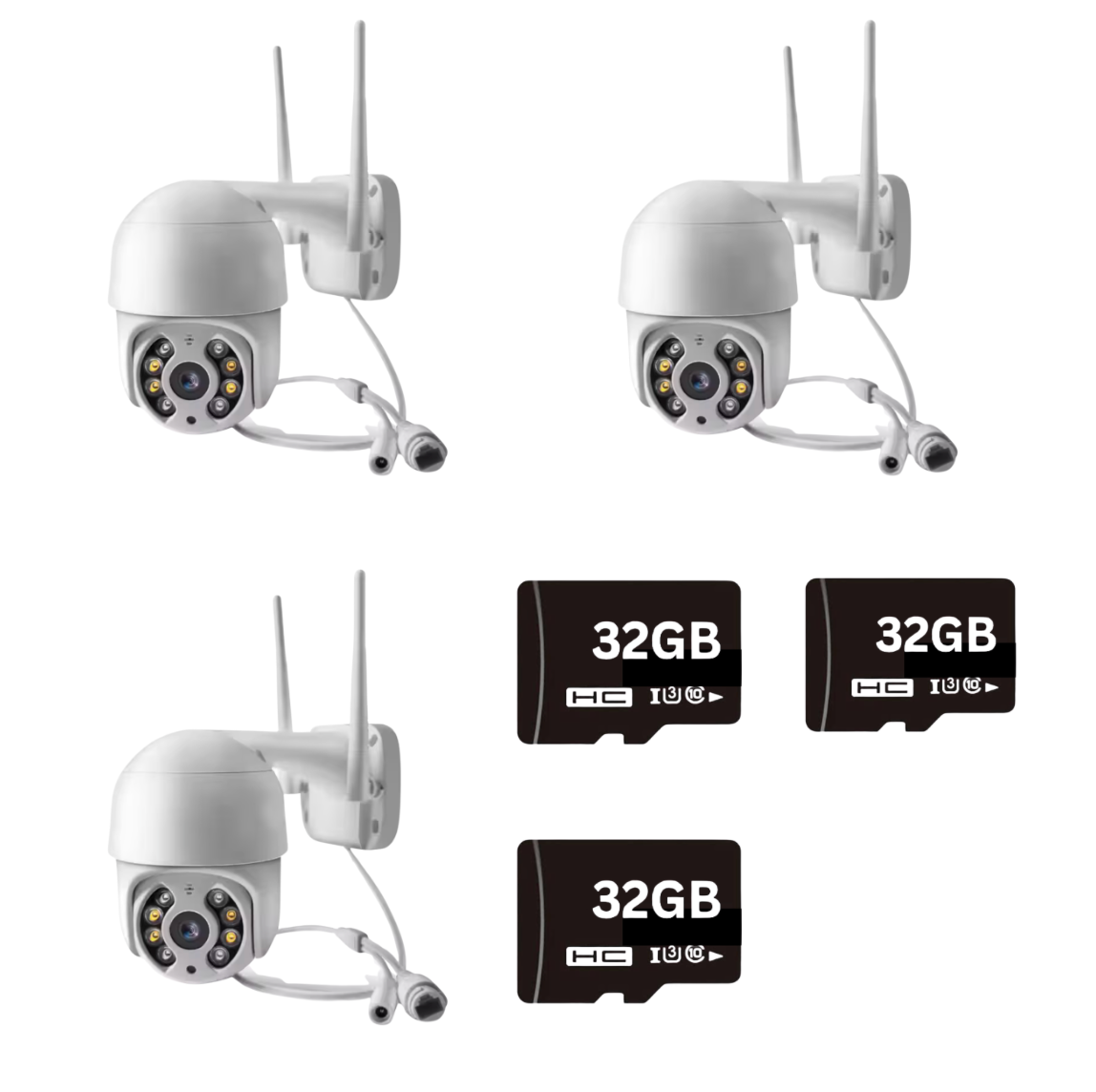 Pachet Promo: 3X Cameră de Supraveghere WiFi Full HD 1080P + 3X Card SD 32GB