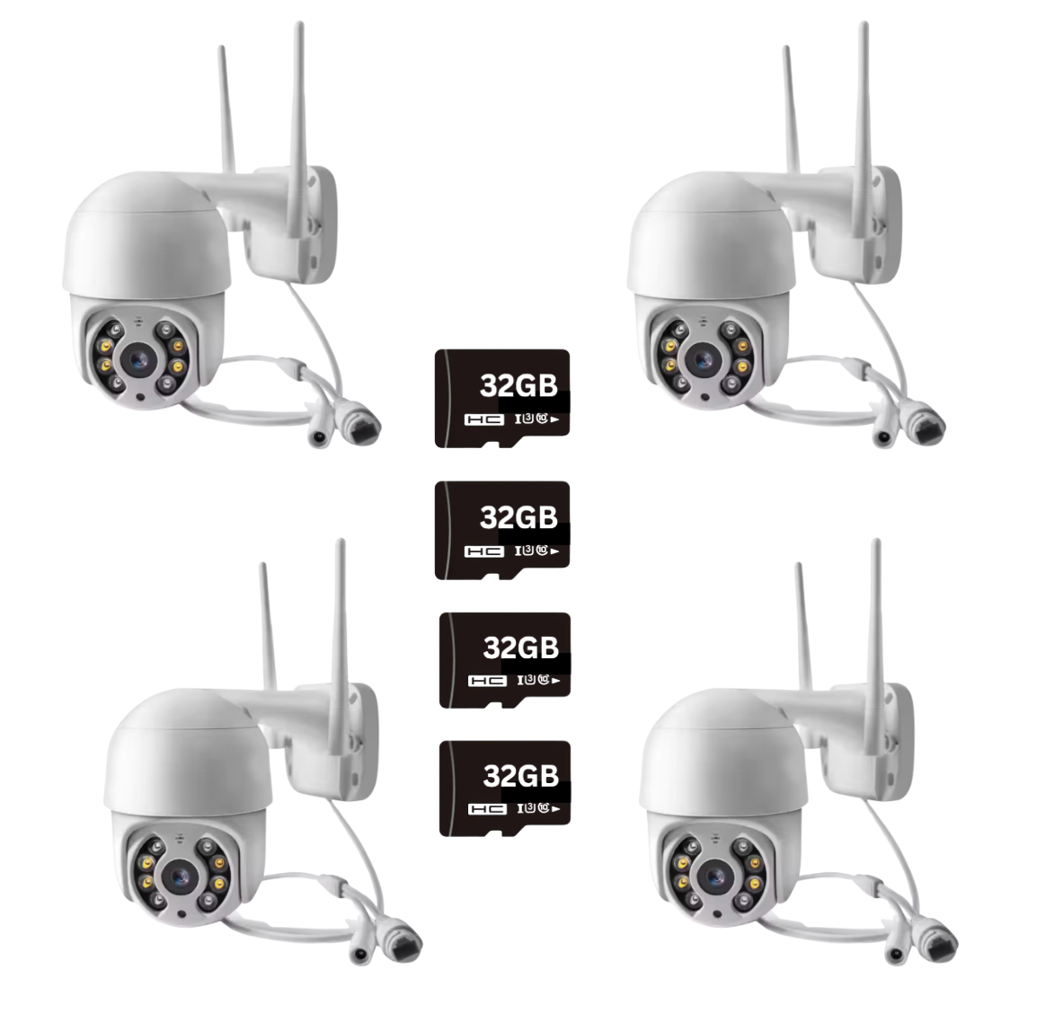 Pachet Promo: 4X Cameră de Supraveghere WiFi Full HD 1080P + 4X Card SD 32GB