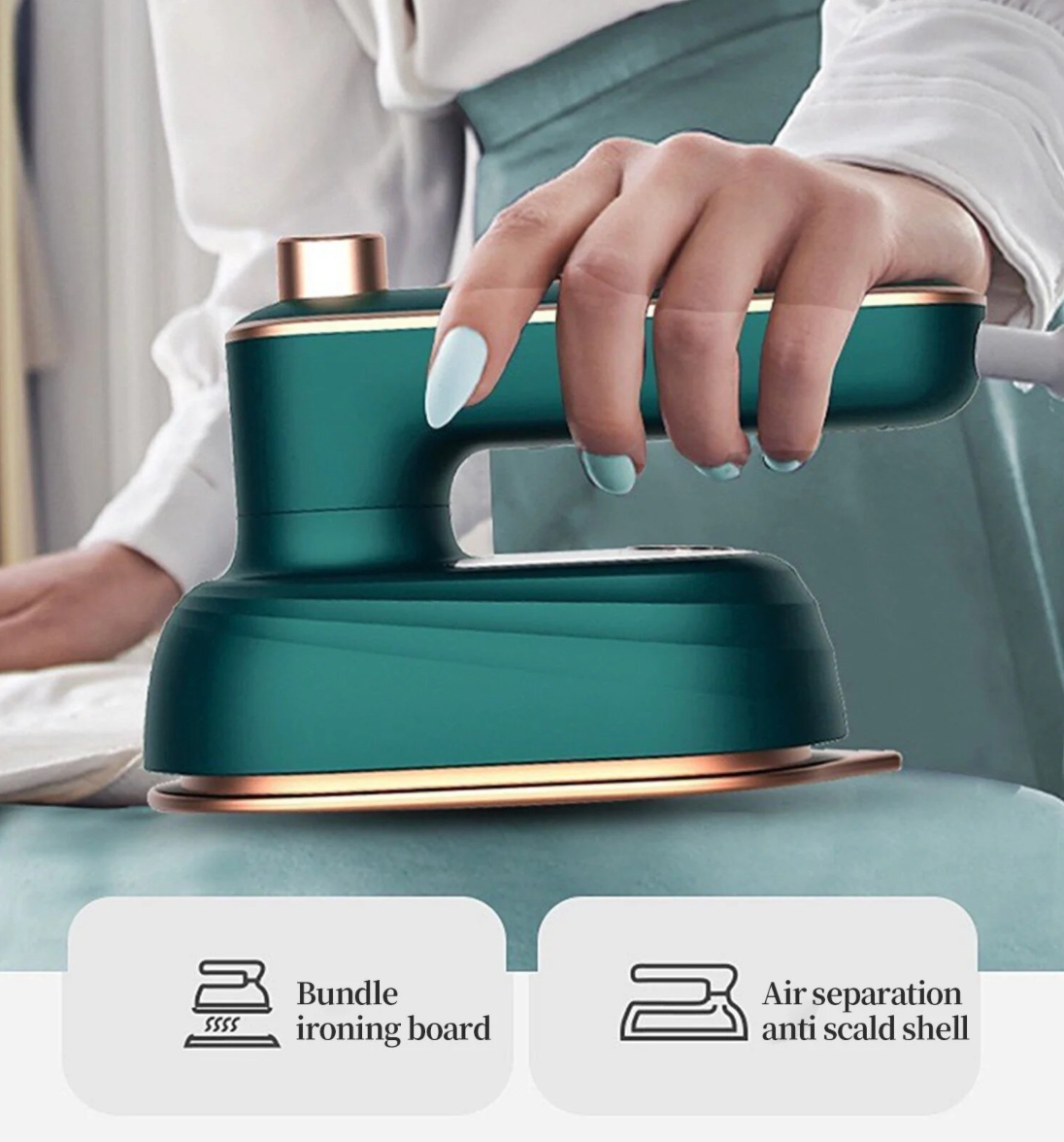 Fier de Călcat cu Abur Portabil 2-în-1, Design Rotativ 180°, Compact și Ușor – Ideal pentru Casă și Călătorii