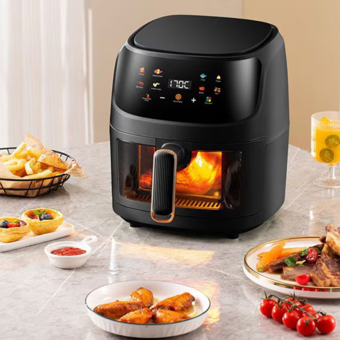 Friteuză cu Aer Cald Digitală 8L, 2400W – Gătit Sănătos și Rapid Fără Ulei