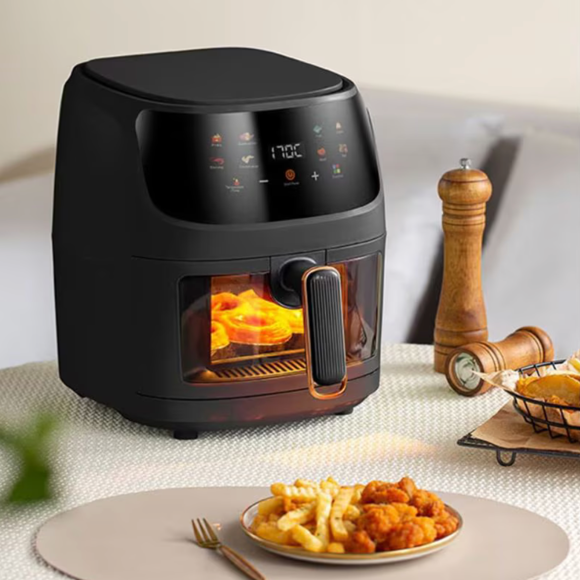 Friteuză cu Aer Cald Digitală 8L, 2400W – Gătit Sănătos și Rapid Fără Ulei