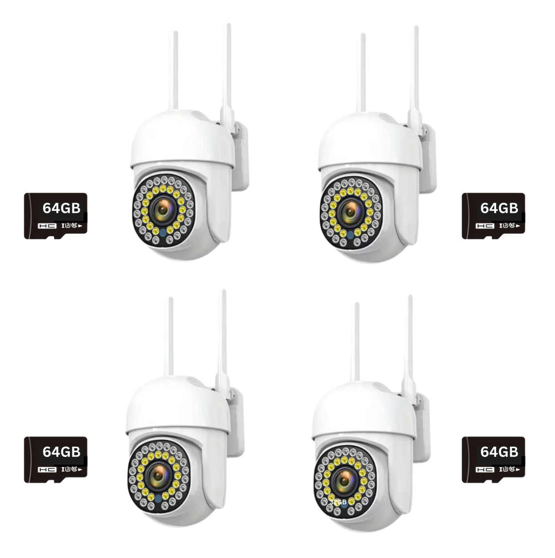 Pachet Promo: 4X Cameră Supraveghere Wireless Exterior/Interior – Full HD + 4 Carduri MICRO SD 64GB
