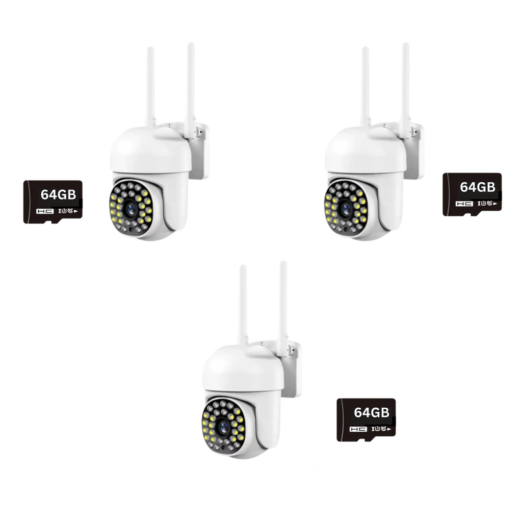 Pachet Promo: 3X Cameră Supraveghere Jortan Wireless Exterior/Interior – Full HD + 3 Carduri MICRO SD 64GB