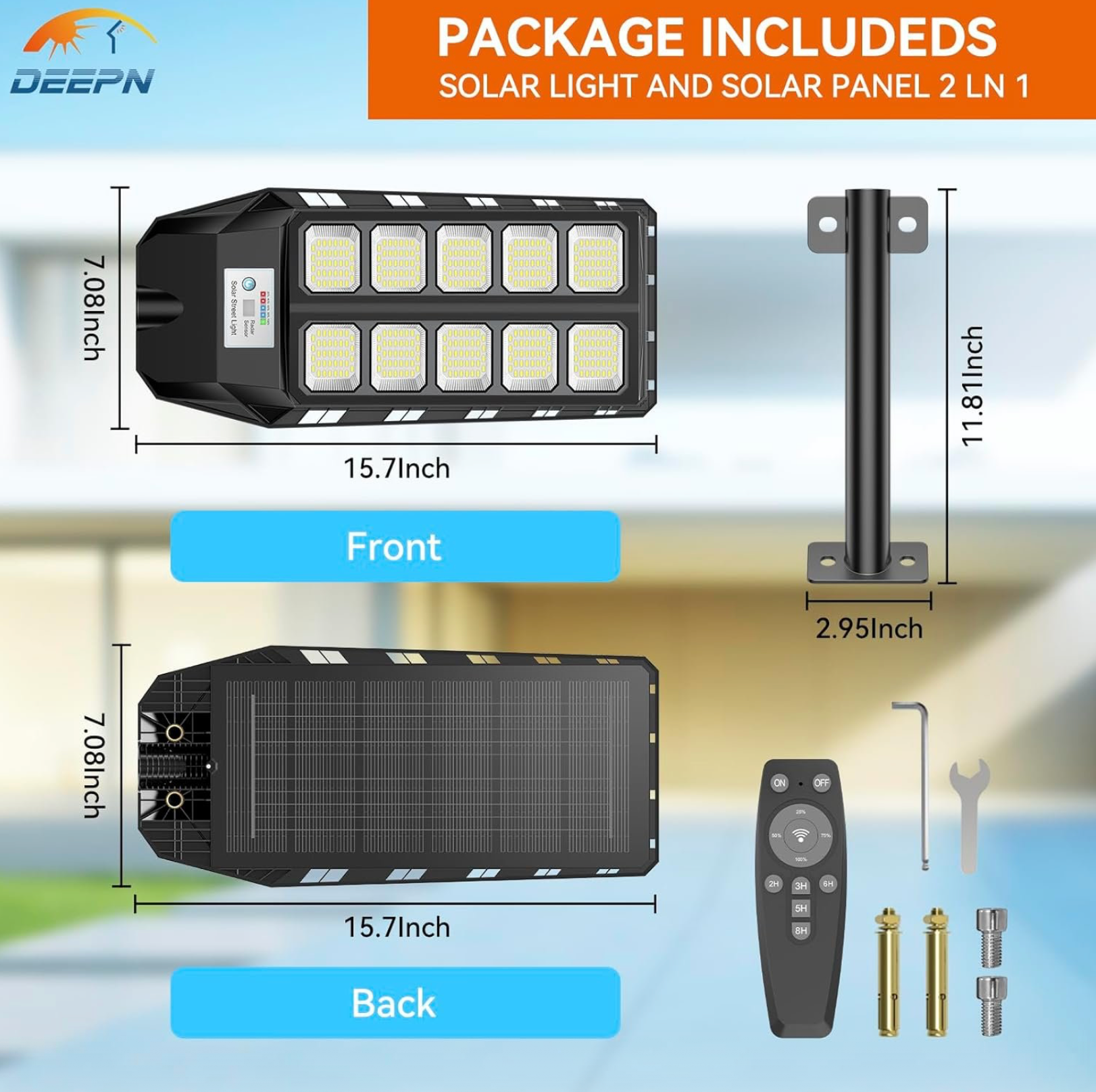 Lampă Solară Stradală 1000W cu Senzor de Mișcare și Telecomandă – Ultra-Luminoasă, IP67, 216 LED-uri, 6500K