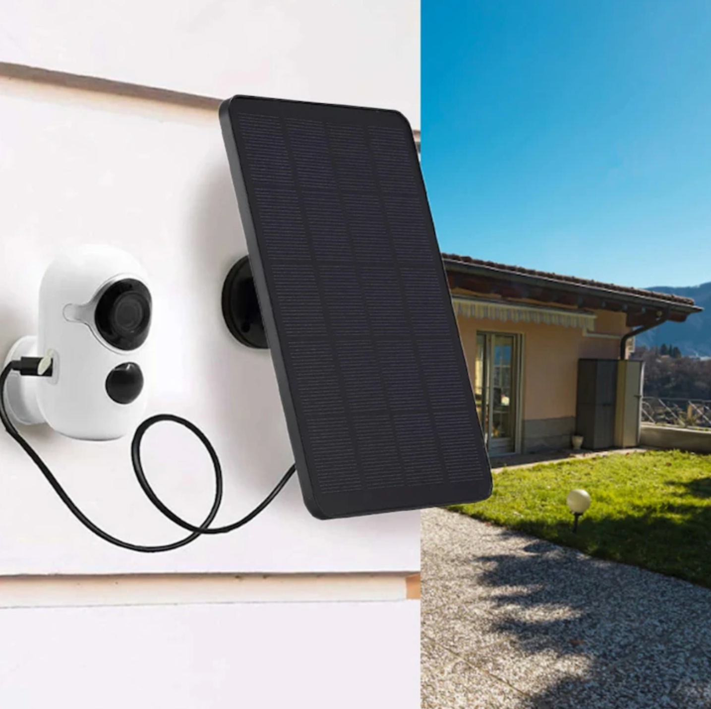 Mini Panou Solar Portabil 10W, 5V – cu Conector micro-USB & Adaptor Tip-C, Cablu 3m, Negru