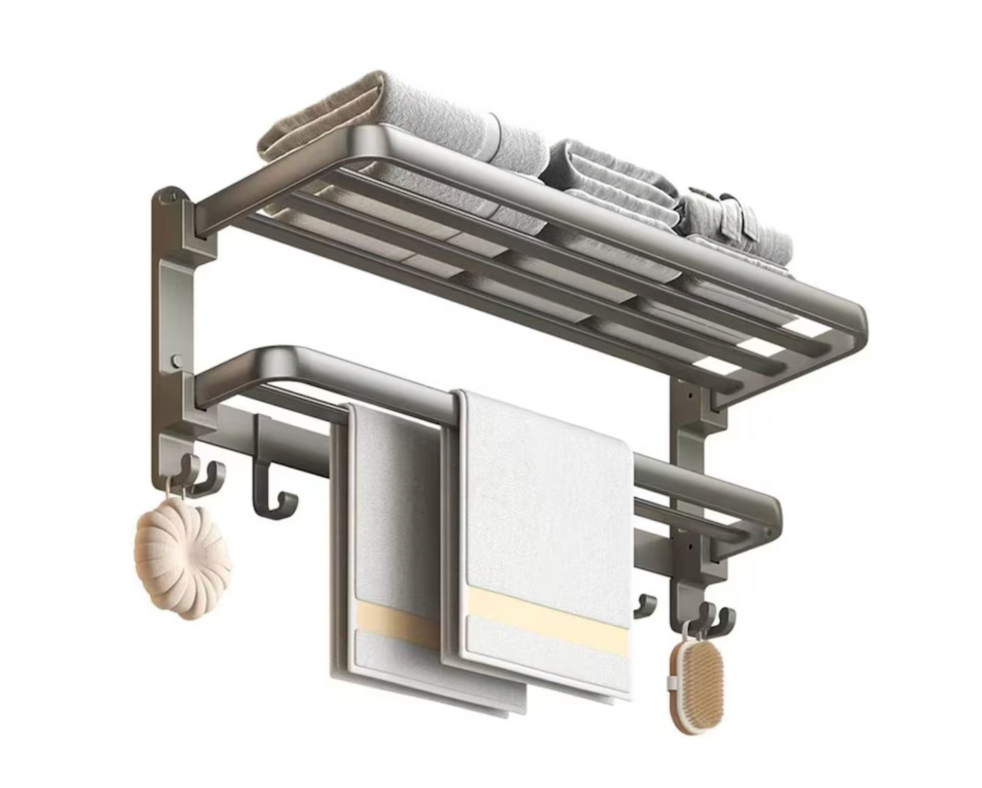 Suport Rabatabil pentru Prosoape – Inox Gri, Antirugină, Elegant și Spațios