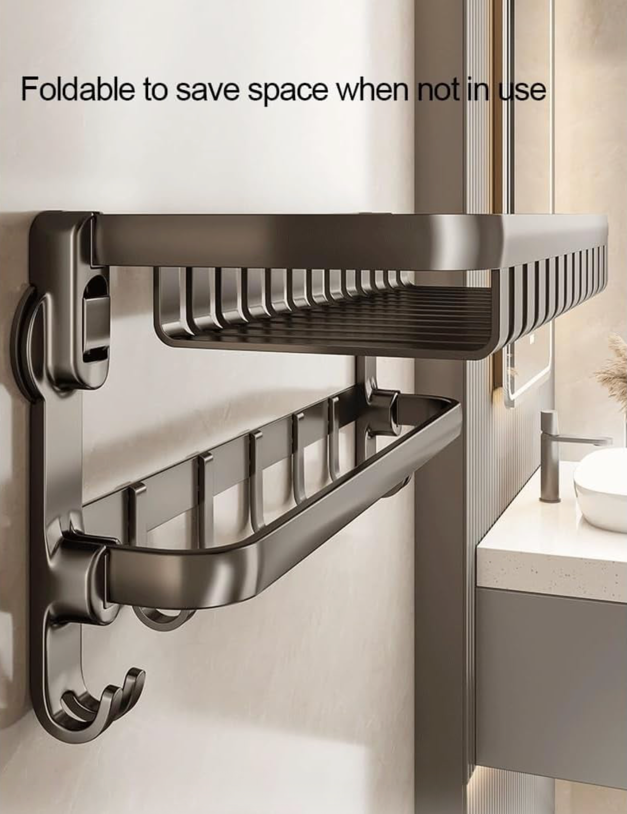 Suport Rabatabil pentru Prosoape – Inox Gri, Antirugină, Elegant și Spațios