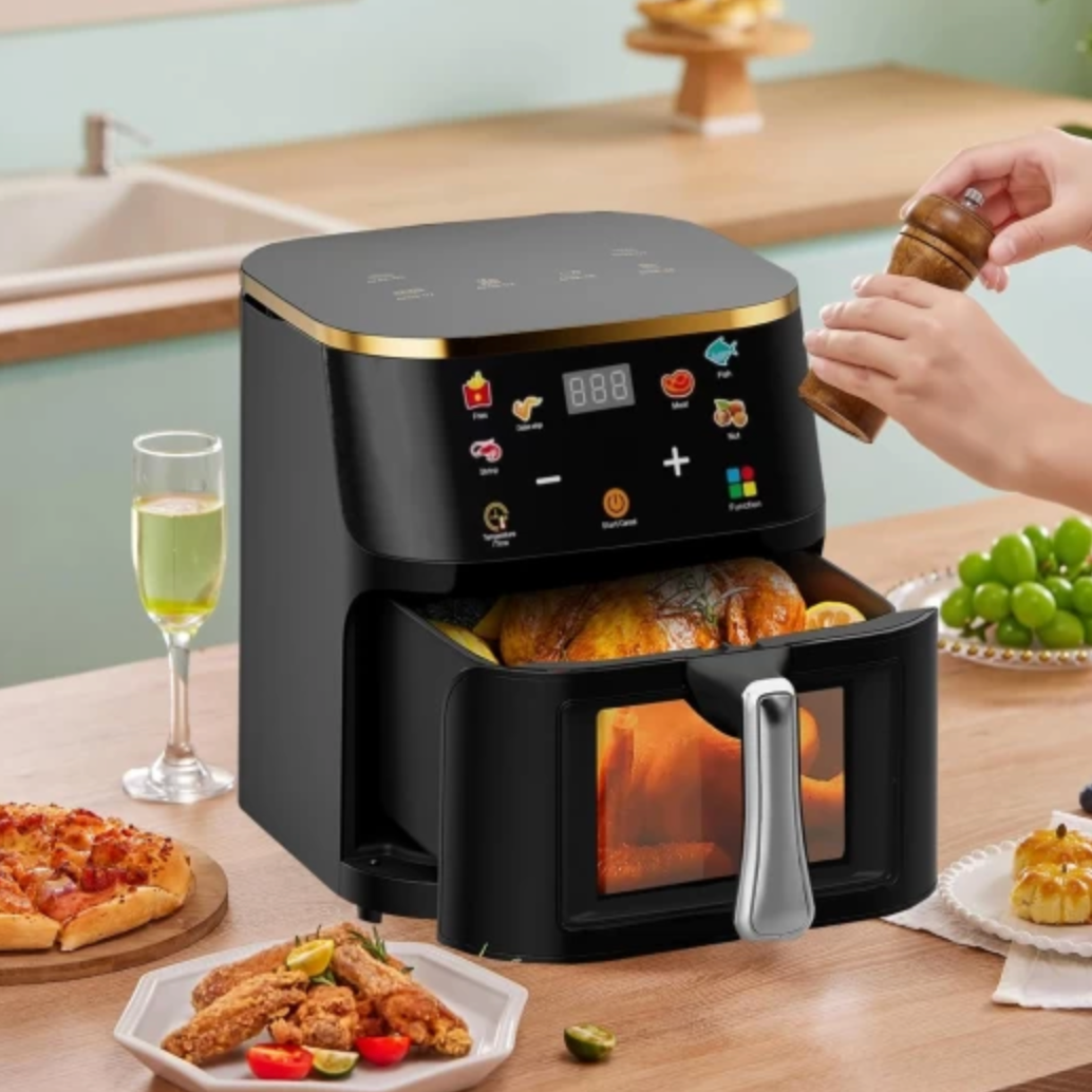 Friteuză cu Aer Cald (Airfryer) 10L, 2400W – Gătit Sănătos, Rapid și Crocant, Fără Ulei