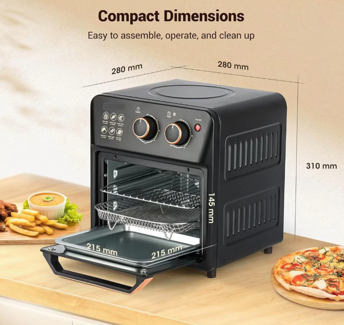 Airfryer Multifuncțional 12L cu Cuptor Electric și Grill