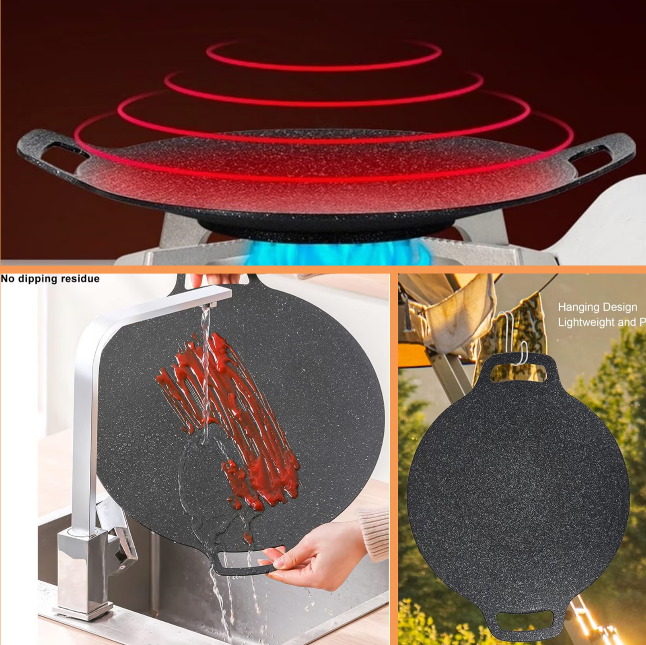 Plită Japoneză Rotundă – Tavă Multifuncțională din Fontă cu Acoperire Antiaderentă