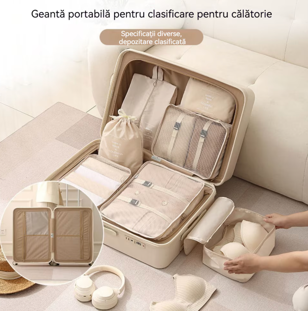 Set de 7 Genți Multifuncționale pentru Călătorie – Organizare Inteligentă și Eleganță în Bagaj