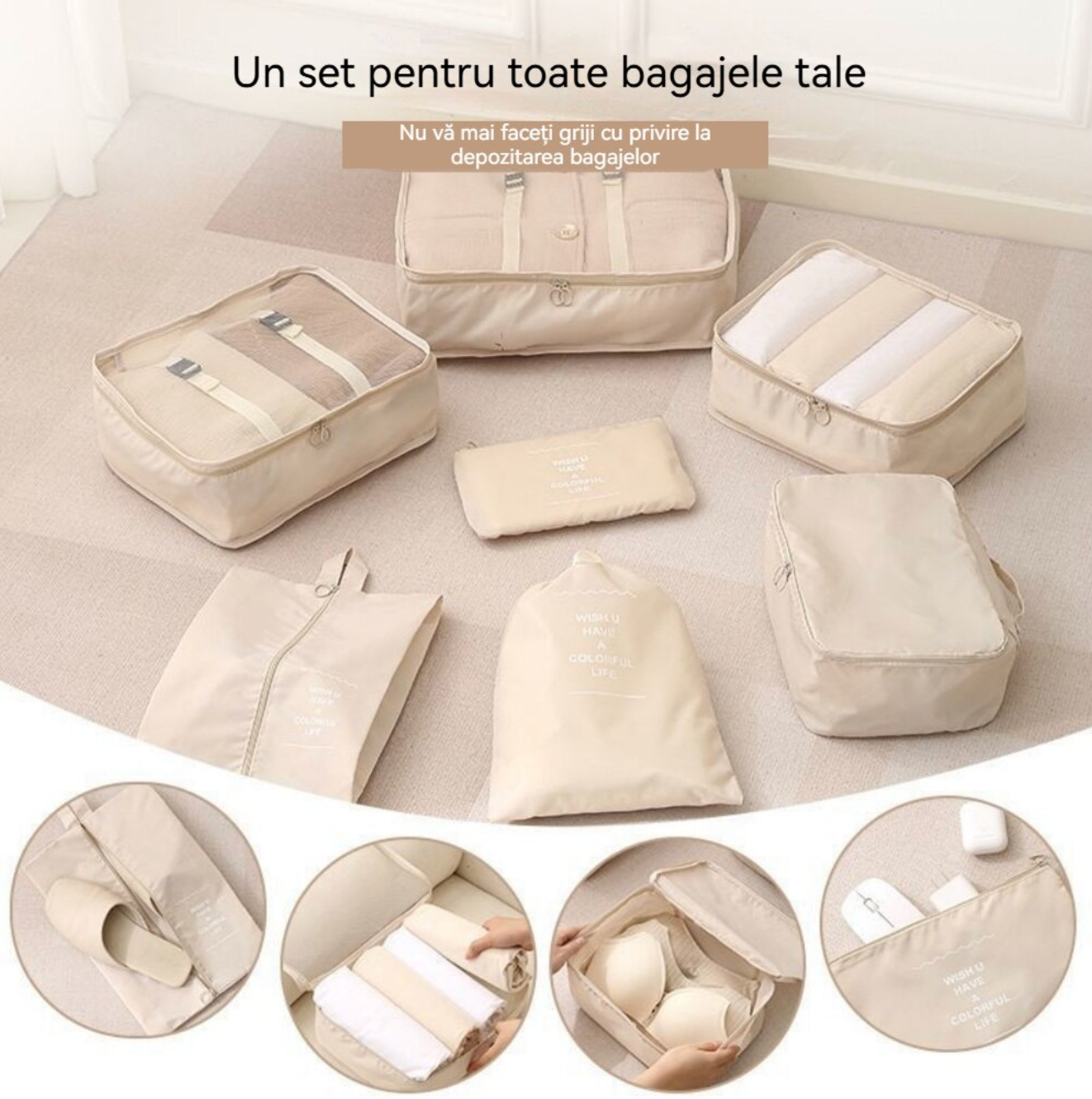 Set de 7 Genți Multifuncționale pentru Călătorie – Organizare Inteligentă și Eleganță în Bagaj