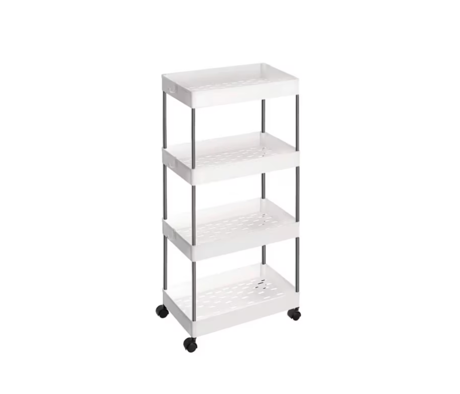 Raft Organizator cu 4 Polițe și Roți – 86 cm, Alb