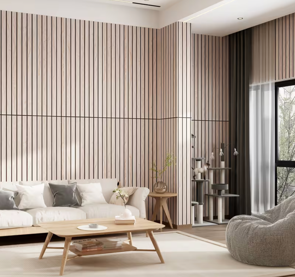 Panou Decorativ Tip Riflaj 3D – Rolă Mare 300x40 cm, Textură Lemn, Ușor de Montat