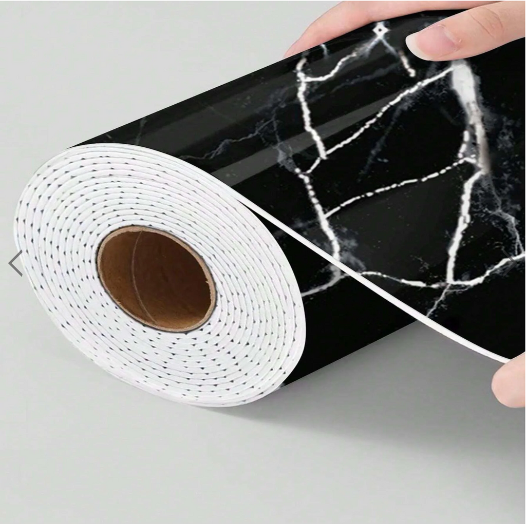 Rola Tapet 3D Autoadeziv, Model Imitatie Marmura Neagra 3D