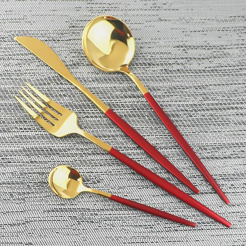 Set Tacamuri 24 Piese Stil Portughez, Otel Inoxidabil