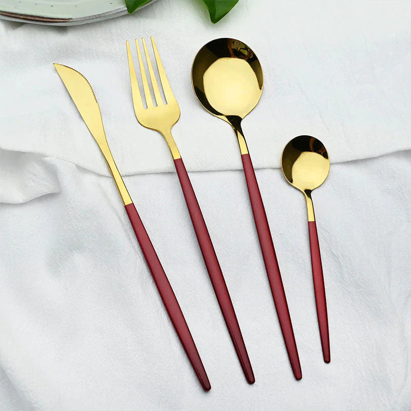 Set Tacamuri 24 Piese Stil Portughez, Otel Inoxidabil