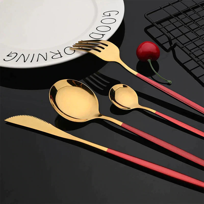 Set Tacamuri 24 Piese Stil Portughez, Otel Inoxidabil