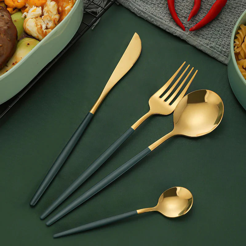 Set Tacamuri 24 Piese Stil Portughez, Otel Inoxidabil