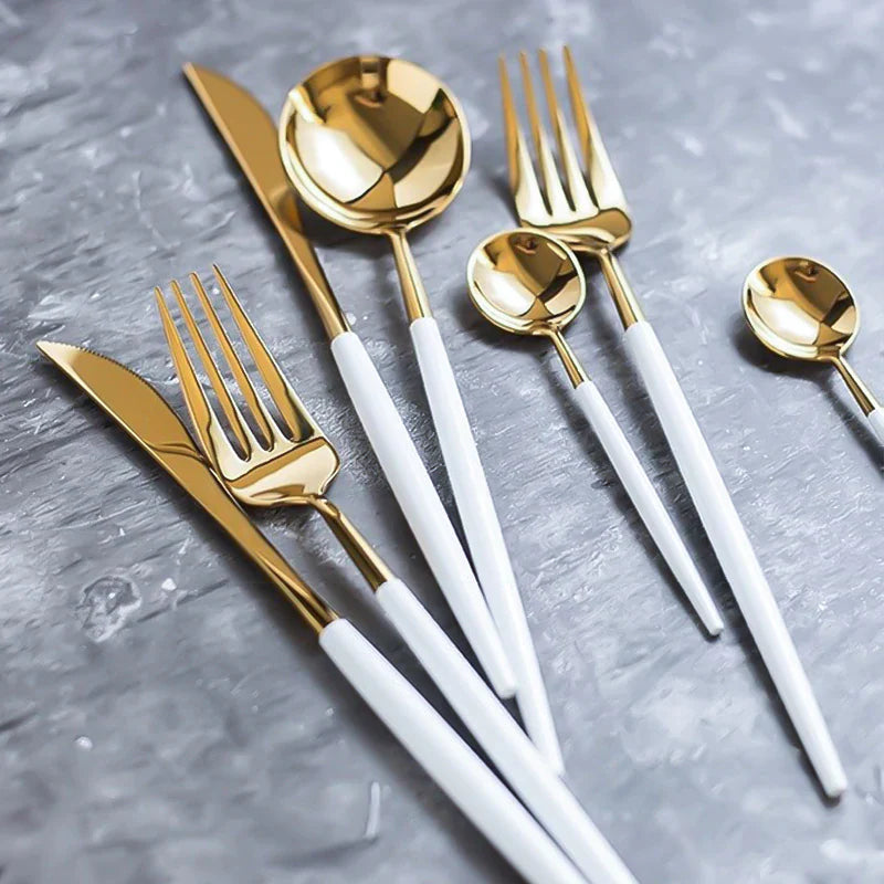 Set Tacamuri 24 Piese Stil Portughez, Otel Inoxidabil