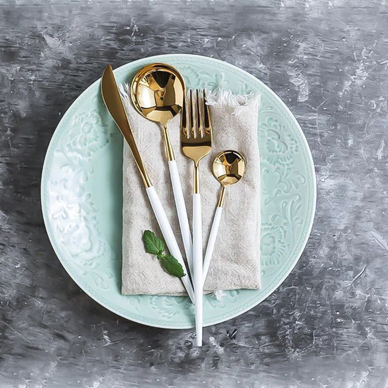 Set Tacamuri 24 Piese Stil Portughez, Otel Inoxidabil