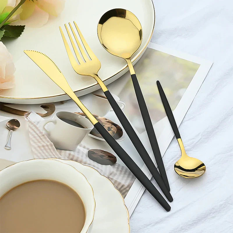 Set Tacamuri 24 Piese Stil Portughez, Otel Inoxidabil
