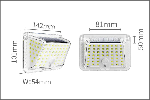 SET 10 X LĂMPI SOLARE CU 100 LEDURI, SENZOR DE MIȘCARE ȘI 3 MODURI DE FUNCȚIONARE, ALB