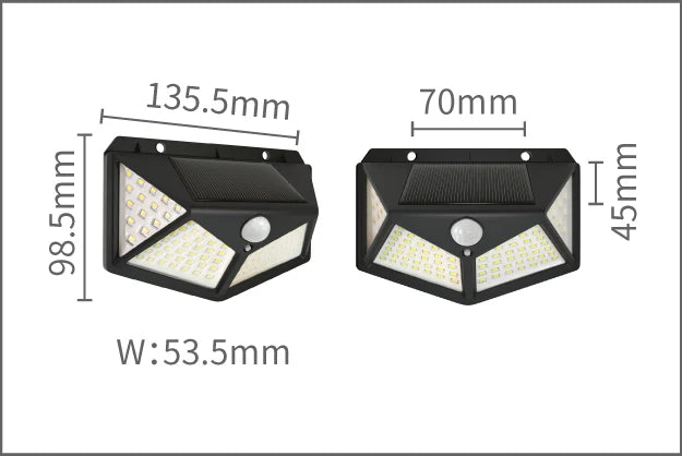 SET 10 X LĂMPI SOLARE CU 100 LEDURI, SENZOR DE MIȘCARE ȘI 3 MODURI DE FUNCȚIONARE, NEGRU