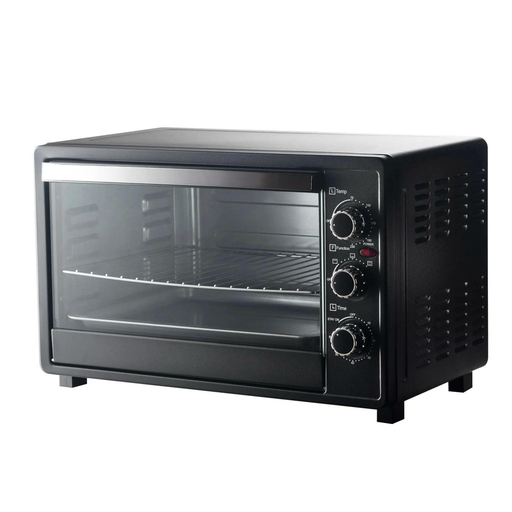 Cuptor Electric XXL Prime Heim 36L, 1500W, 3 Funcții de Gătire, Temporizator cu Alarmă Sonoră, Tavă și Grătar Inox, Capacitate Mare, Ușă Transparentă