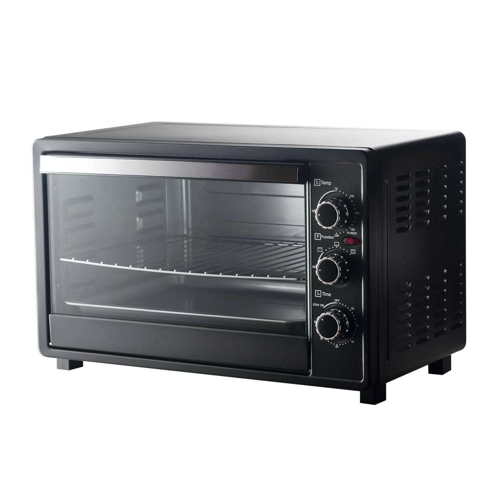 Cuptor Electric XXL Prime Heim 36L, 1500W, 3 Funcții de Gătire, Temporizator cu Alarmă Sonoră, Tavă și Grătar Inox, Capacitate Mare, Ușă Transparentă