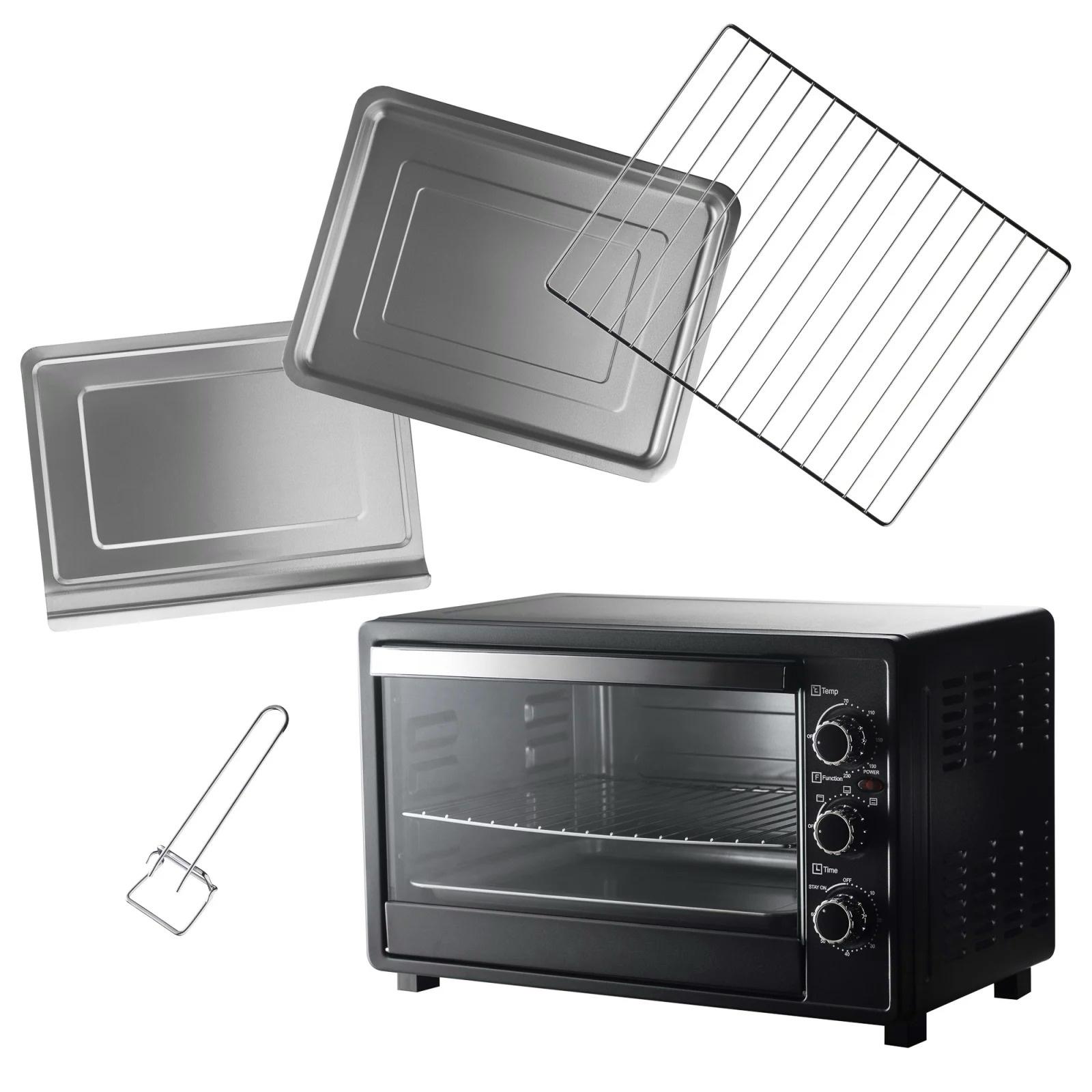 Cuptor Electric XXL Prime Heim 36L, 1500W, 3 Funcții de Gătire, Temporizator cu Alarmă Sonoră, Tavă și Grătar Inox, Capacitate Mare, Ușă Transparentă
