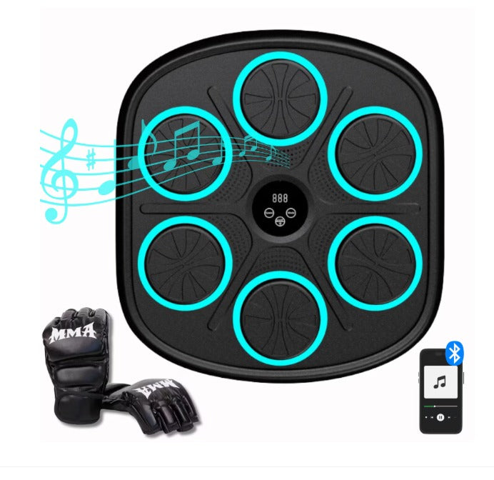 Tinta Lovituri Box, Difuzor Incorporat, Conexiune Bluetooth, Display pentru Monitorizarea Loviturilor, Iluminare LED a Zonei de Lovire, Montabil pe perete, Manusi Incluse, Pentru Copii si Adulti