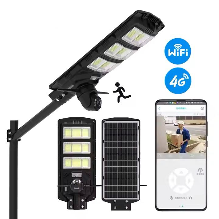 Lampa Solară cu Cameră de Supraveghere Încorporată, WiFi/4G, IP65, 450W