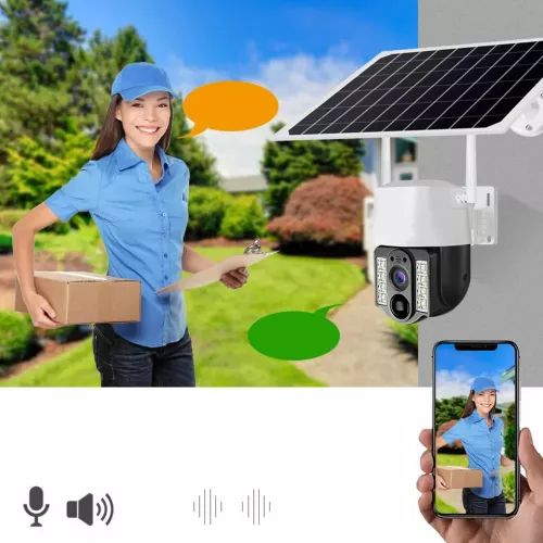 Camera Supraveghere video cu panou solar si cartela SIM, conexiune 4G, FULL HD, panou solar 7,5W acumulatori inclusi 8000mah, intelligent tracking, PTZ, Micro SD, Rotire, Alarma miscare, excelenta pentru locuri izolate, Interior - Exterior