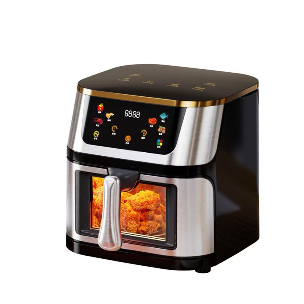 Friteuza cu Aer Cald, Gatire fara ulei, 2400W, Capacitate 10 L, Control Touch, Afisaj Digital, Fereastra vizuala, Temperatura 80-200 grade, Argintiu/Negru