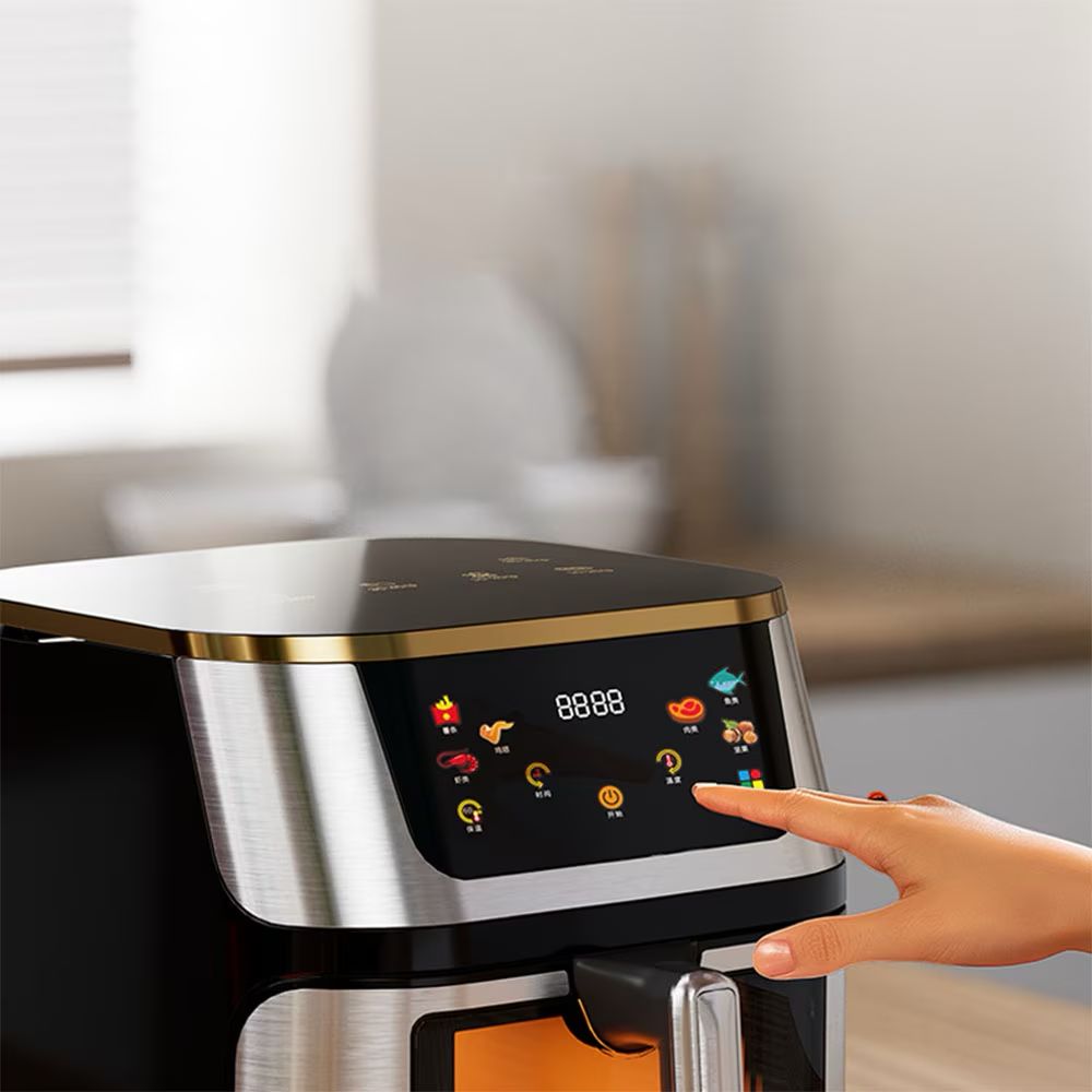Friteuza cu Aer Cald, Gatire fara ulei, 3000 W, Capacitate 12 L, Control Touch, Afisaj Digital, Fereastra vizuala, Temperatura 80-200 grade, Argintiu/Negru