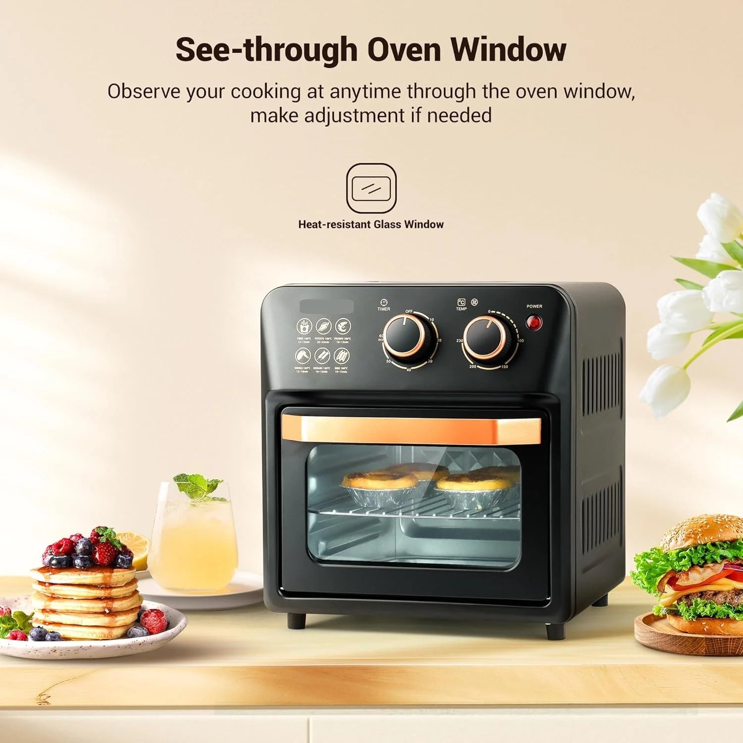 Cuptor Electric Airfryer cu Grill, Capacitate 12L, Tehnologie de Circulație a Aerului 360° – Gătire Versatilă și Curățare Ușoară + Carte Retete Cadou