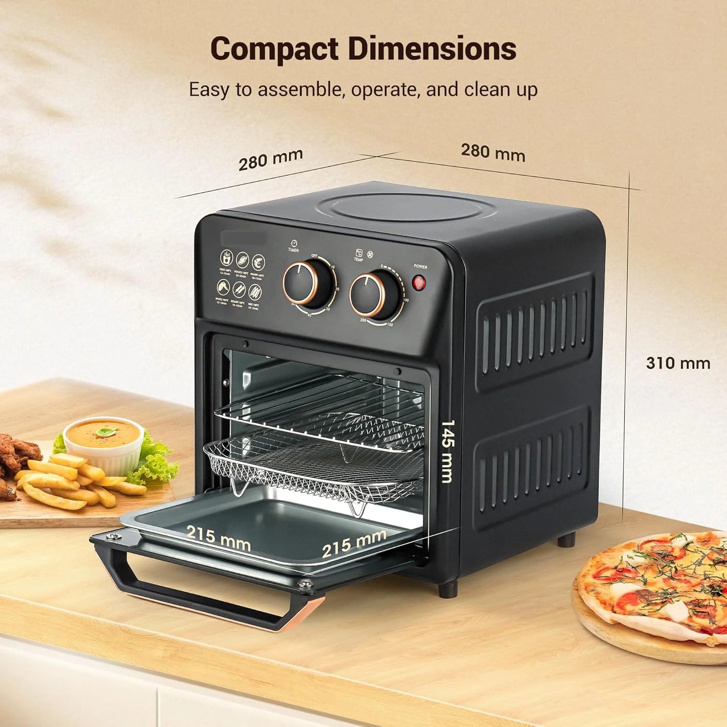 Cuptor Electric Airfryer cu Grill, Capacitate 12L, Tehnologie de Circulație a Aerului 360° – Gătire Versatilă și Curățare Ușoară + Carte Retete Cadou