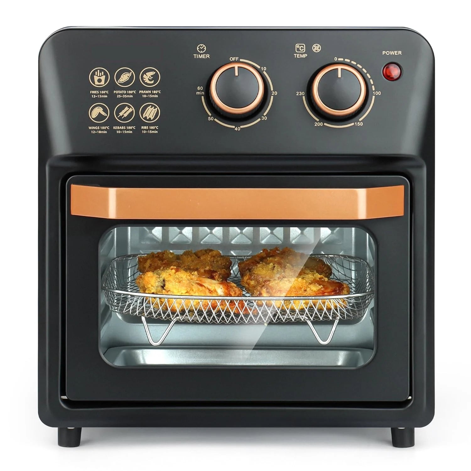 Cuptor Electric Airfryer cu Grill, Capacitate 12L, Tehnologie de Circulație a Aerului 360° – Gătire Versatilă și Curățare Ușoară + Carte Retete Cadou