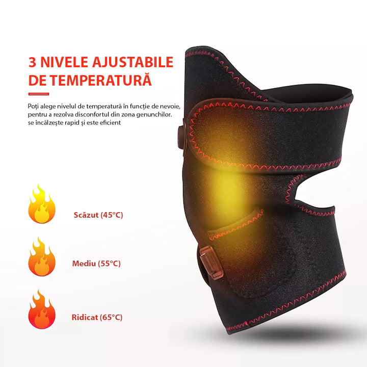 Set 2 Aparate de Masaj pentru Genunchi, 6 Trepte de Vibratie si 3 Nivele de Temperatura, Ideal pentru circulatia sangelui, Dureri articulare, Crampe musculare, Prindere usoara, Putere 5W