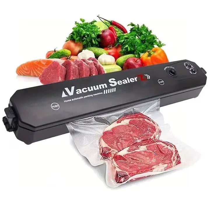 Aparat de Sigilat și Vidat pentru Alimente și Obiecte, Funcție de Vidare Umedă/Uscată/Soft, Putere 90W, 220V, Design Negru